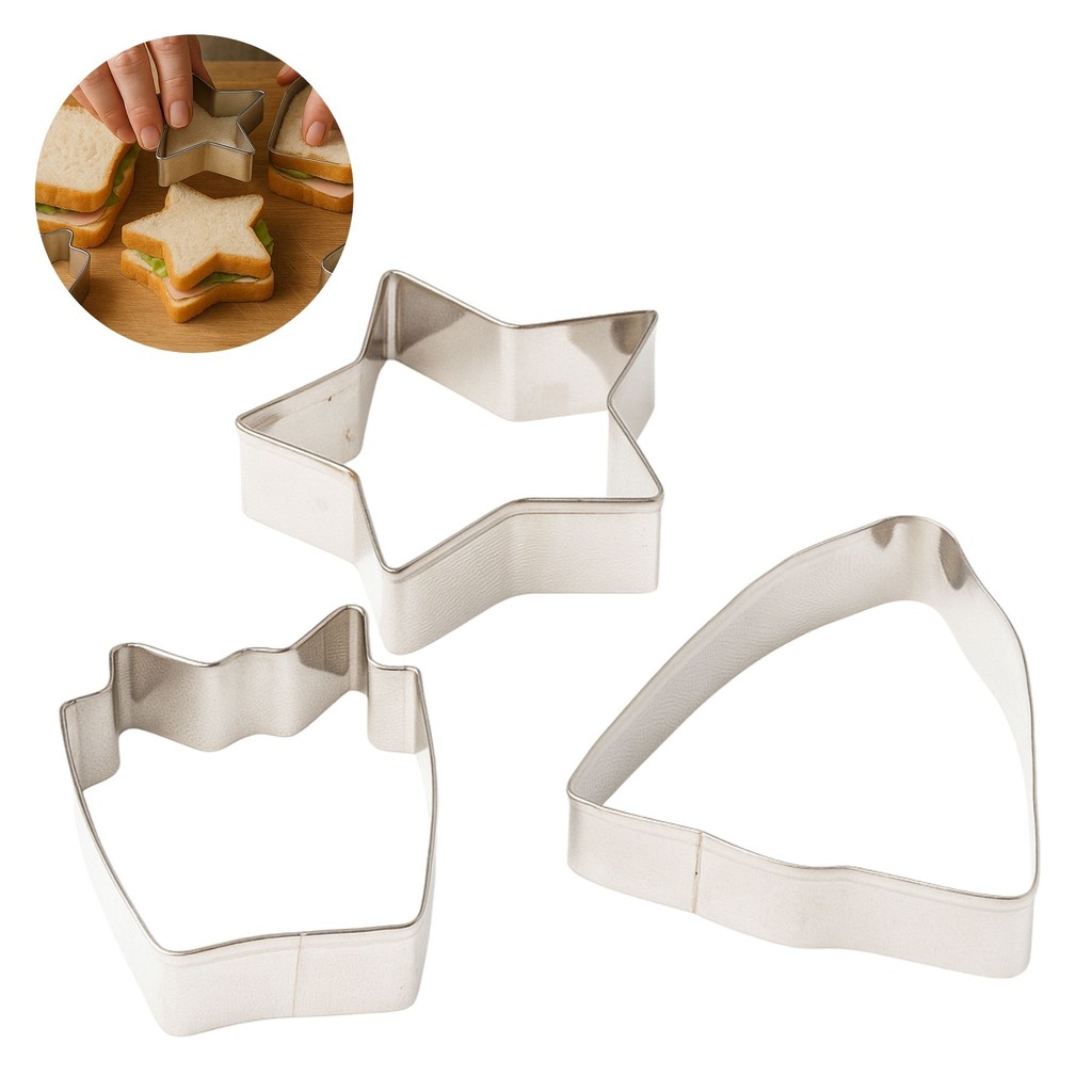 Kit 3 Moldes Inox Biscoitos Massas Corte Natal Festas Estrela Sino Presente
