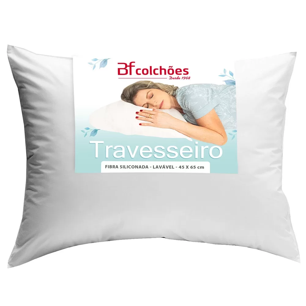 Travesseiro Antialérgico de Fibra Macio Lavável 45X65 BF Colchões