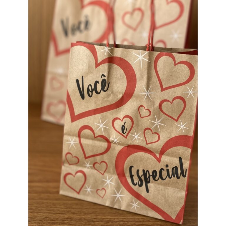 Sacola De Papel Kraft Estampada Você é Especial 