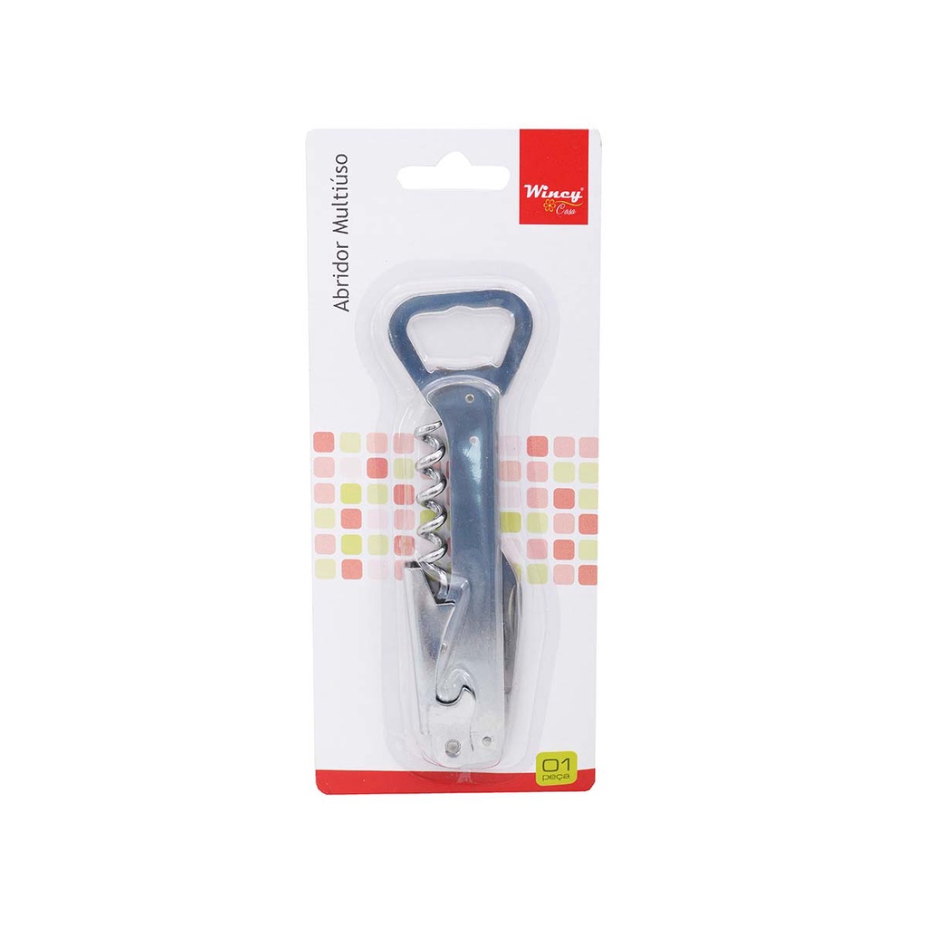 Abridor Garrafa Saca Rolha Canivete Inox Multiuso 13cm 1und