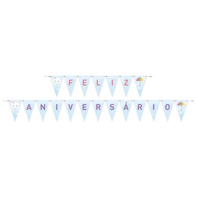 Faixa Feliz Aniversário Chuva de Amor 175x13cm Ju