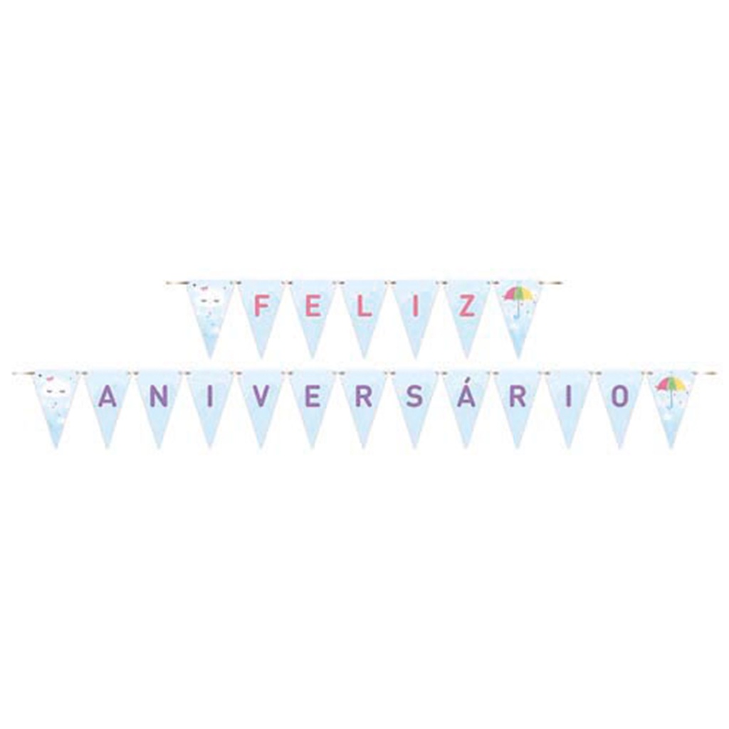 Faixa Feliz Aniversário Chuva de Amor 175x13cm Junco 1und