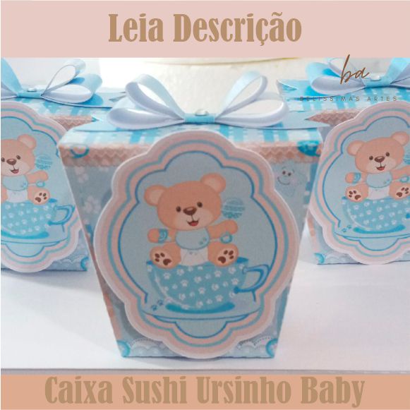 5 Caixas Sushi Personalizada  Ursinho Baby –
