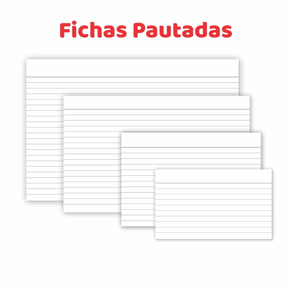 Fichas Pautadas em Papel Cartão para Flash Card Anotações Tamanhos 3×5 4×6 5×8 6×9