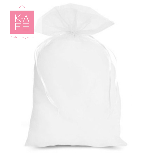 Saco de Organza Branco 18x40cm – 10 unidades