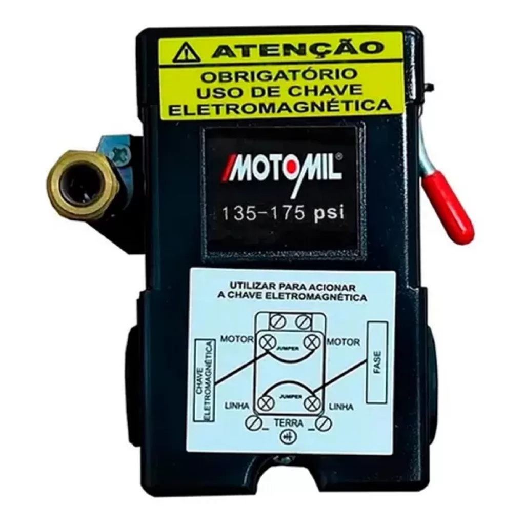 Pressostato Automático Compressor Motomil 135/175 Alta Pressão 4 Vias