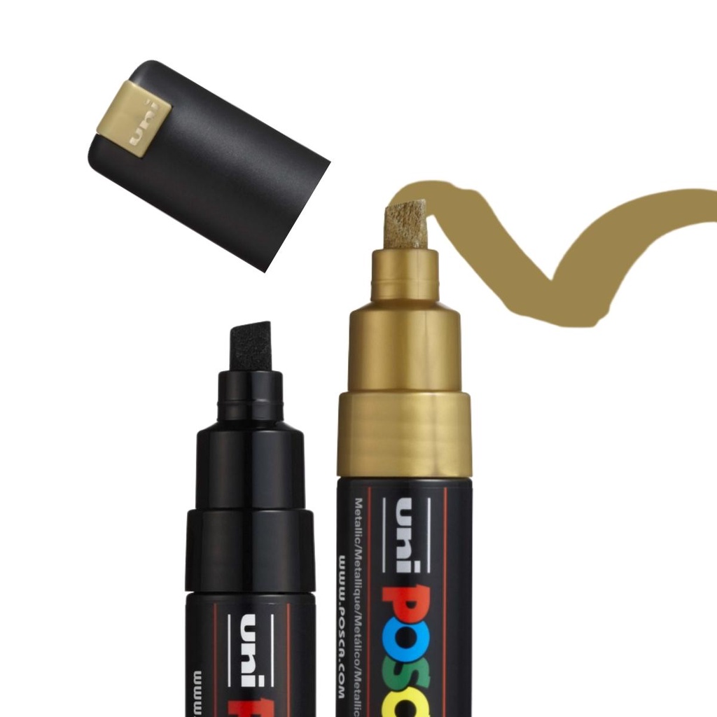 Caneta Posca Pc 8k – Kit Com 2 – Preta E Dourada – Uniball