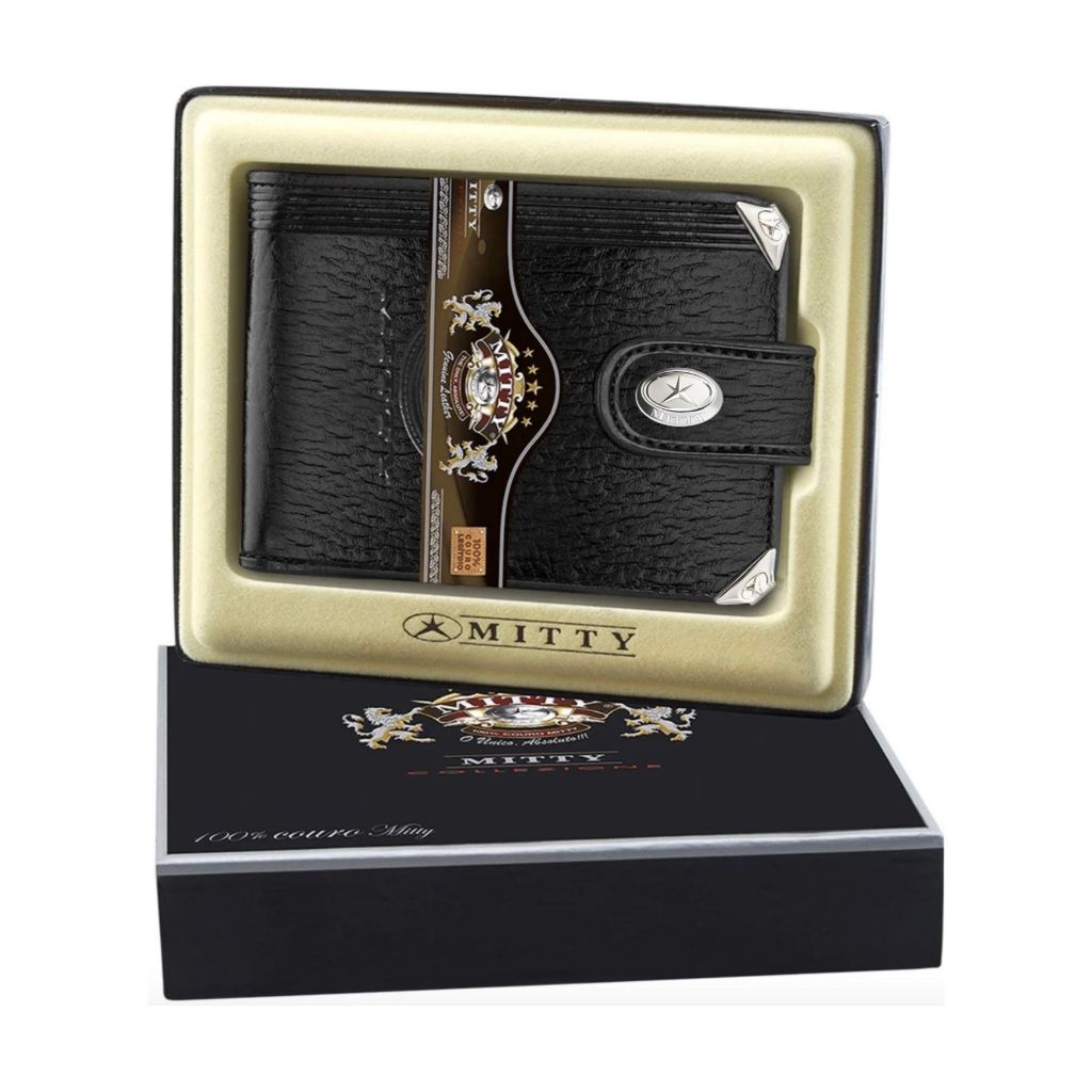 Carteira Grande Masculina Mitty Em Couro Preta – M2F Presente