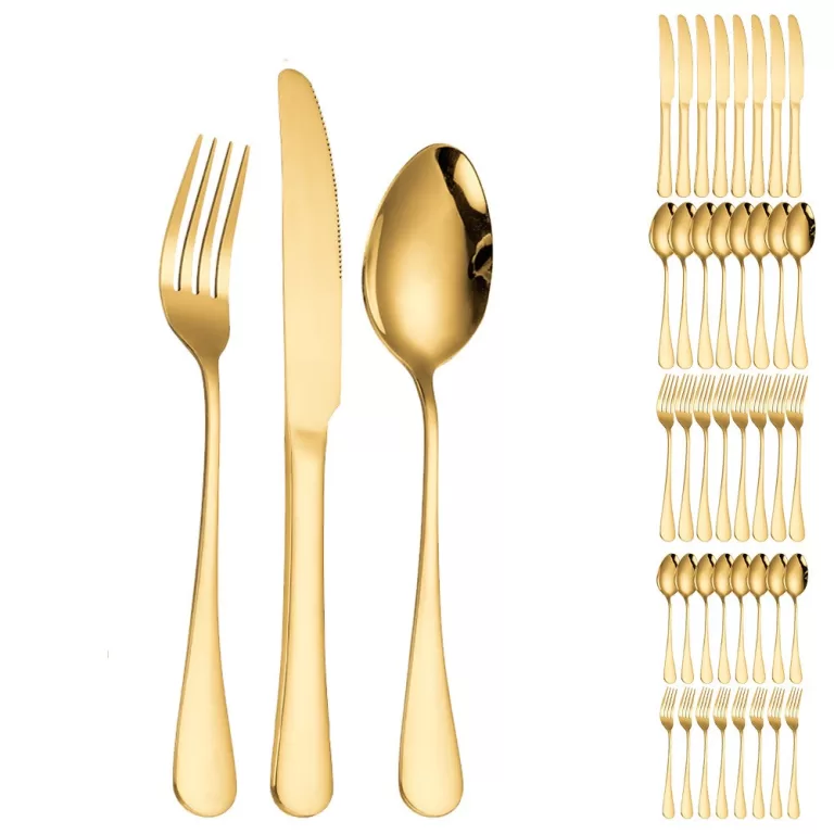 18 Talheres Ouro De Aço Inox Garfo Ou Colher Ou F
