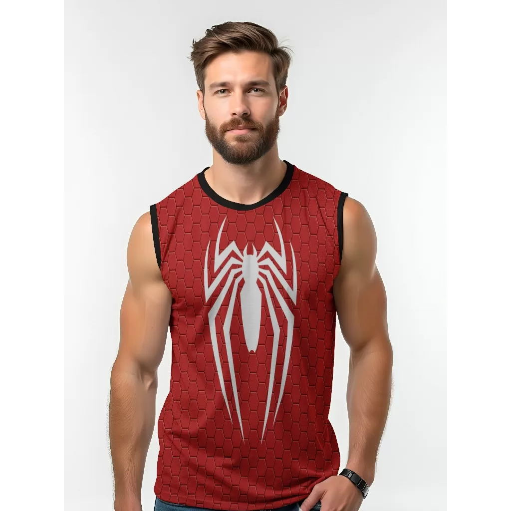 Camiseta Dry Fit Masculina UV 50+ Spider Man Red Estampada Academia Corrida Treino Casual