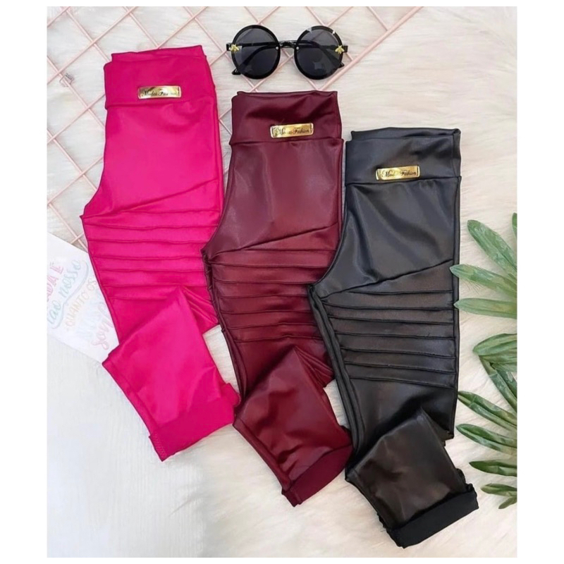 Calça Infantil ( 2 ao 08 ) Legging Tratorada Tecido em Cirre Couro