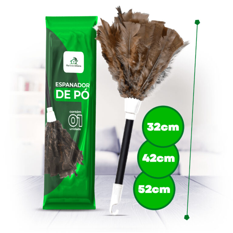 Espanador De Pó Pena de Peru poeira Natural 32cm 