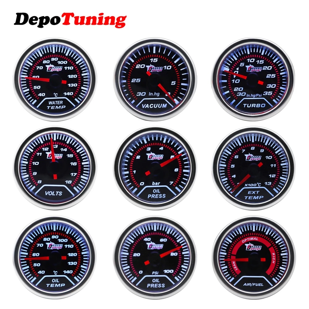 DepoTuning 2  52mm Impulso/Temperatura Da Água/Óleo Temp/Imprensa De/Volts/Tachômetro/Proporção De C