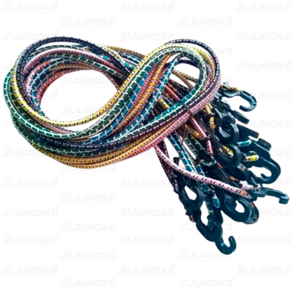 Kit 10 Elástico Bagageiro Extensor Gancho Ponta Plástico