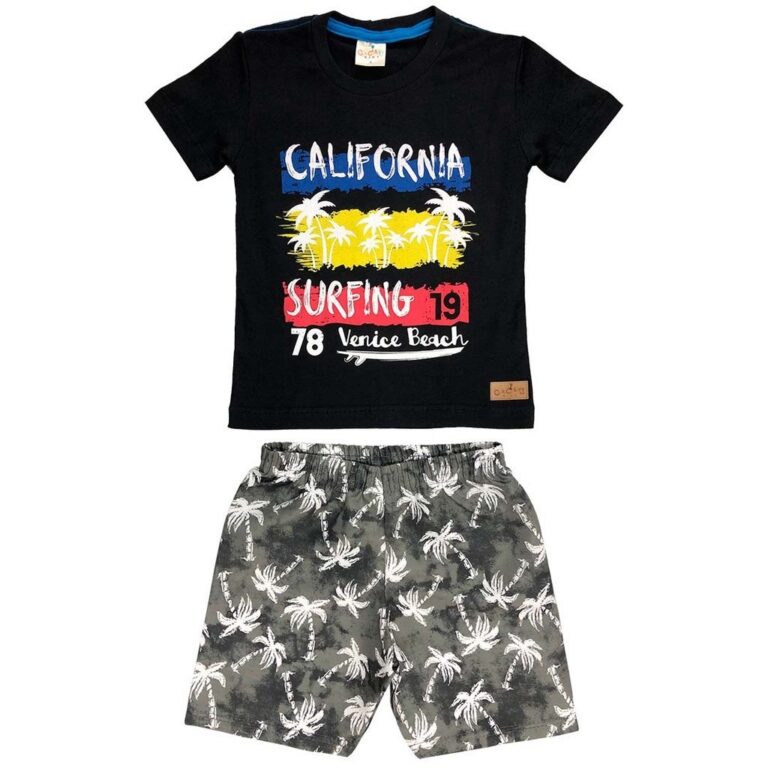 Conjunto Infantil Menino Verão Preto Confortavel 