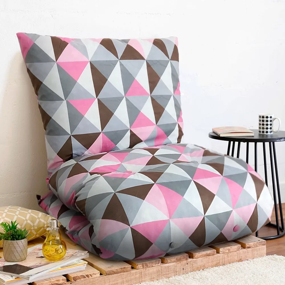 Futon Almofada Dobrável De Espuma Solteiro Geométrico Rosa – Emcompre Bf Colchões