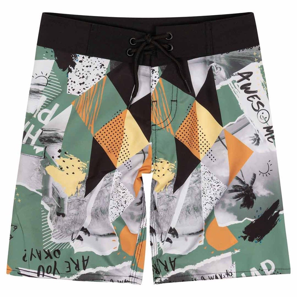 Bermuda Tactel Infantil Menino Verde Praia Malwee Verão Escola Tamanho 10