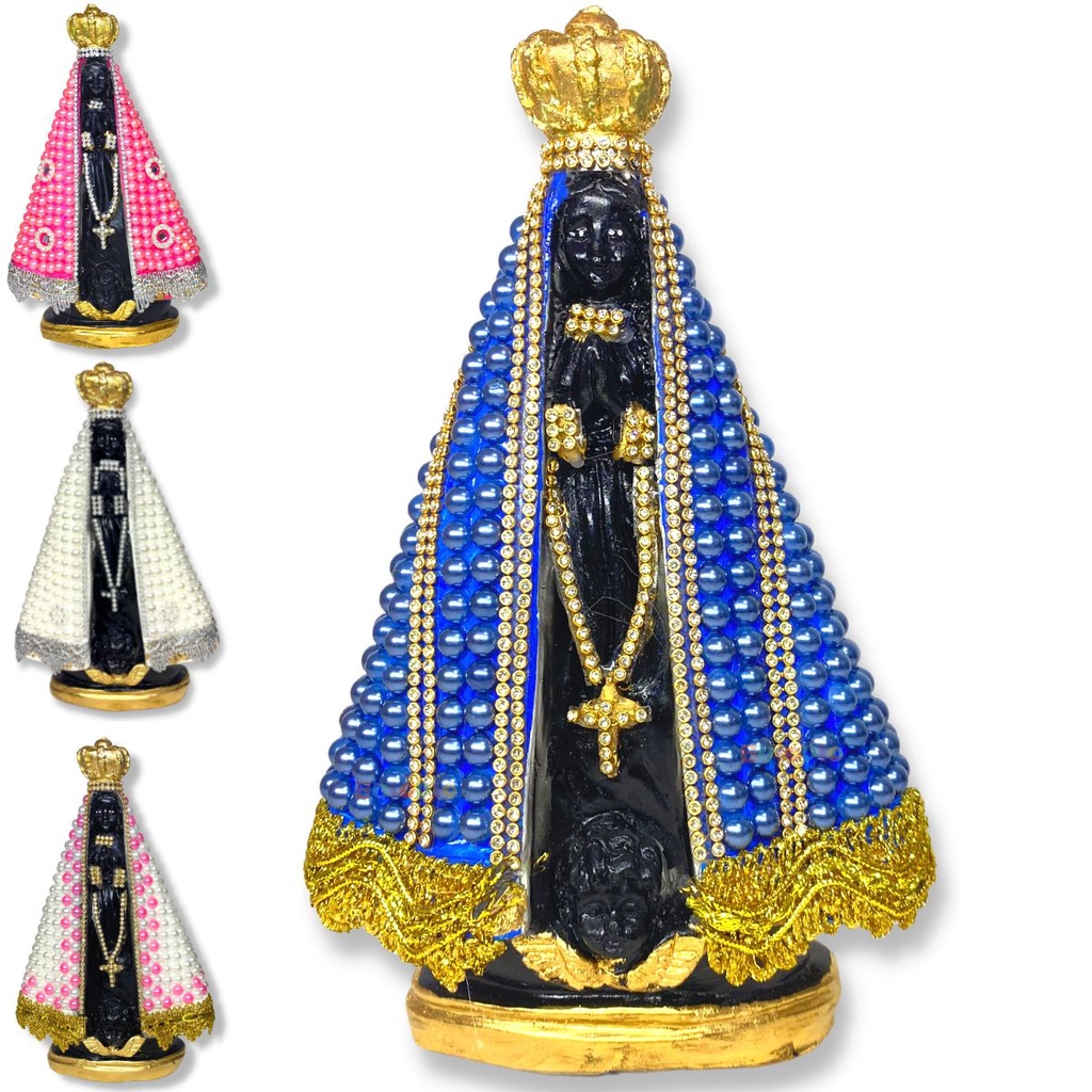 Escultura de Nossa Senhora Aparecida Manto Com Pérolas