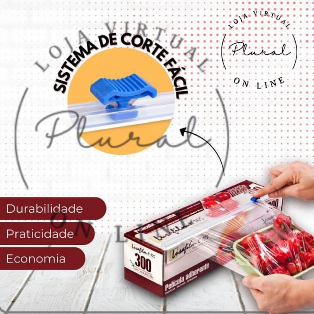 Filme PVC 28cm X 300 Metros – Filme de PVC – COM LÂMINA DE CORTE