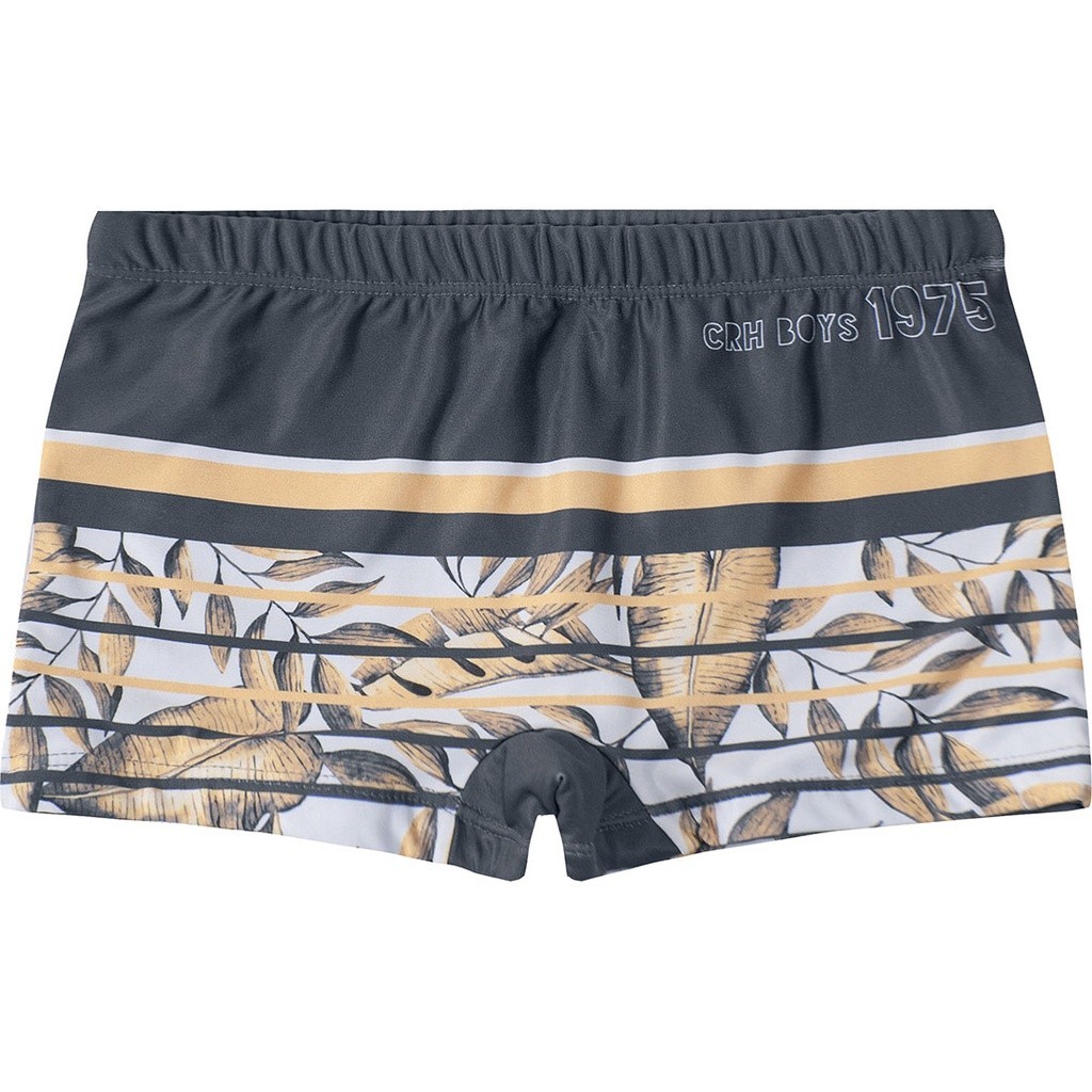 Sunga Boxer com Proteção UV50+ Infantil Cinza Flores Carinhoso Tamanho 2