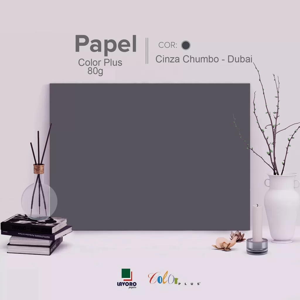 Papel Color Plus 80g A4 – Cinza Chumbo (Dubai) – 27 Folhas