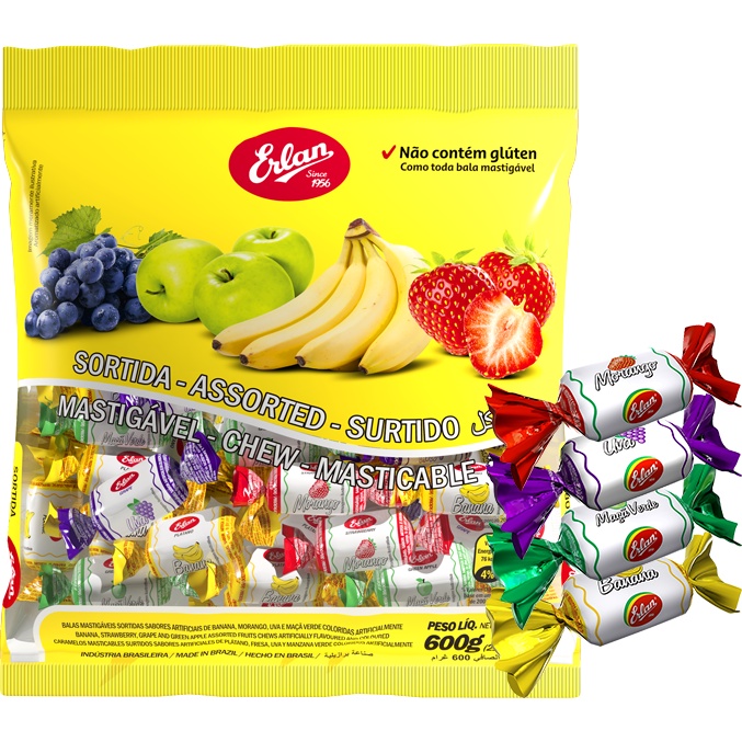 Bala Macia Mastigável Erlan Sortida 600g – 