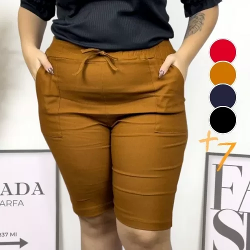 Bermuda Plus Size Feminina Bengaline Moda Verão P
