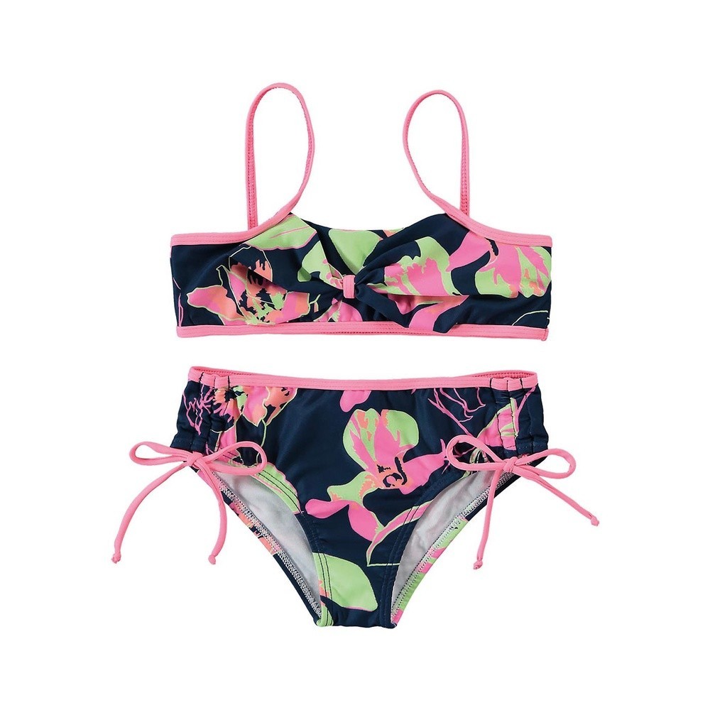 Biquíni com Proteção UV Infantil Feminino Verão Azul Floral Malwee Tam 2