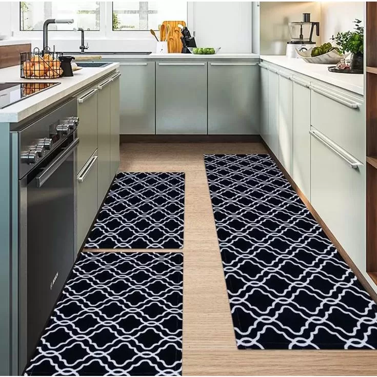 Jogo de passadeira de cozinha tapete em jacquard a