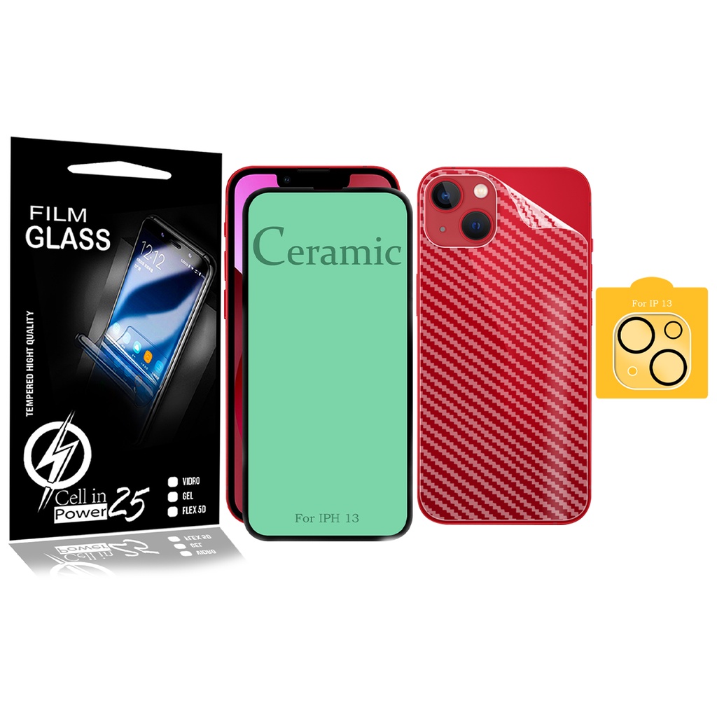 Pel Cerâmica + PEL Camera E P carbono P/ IPhone 13 6.1 – Cell In Power25