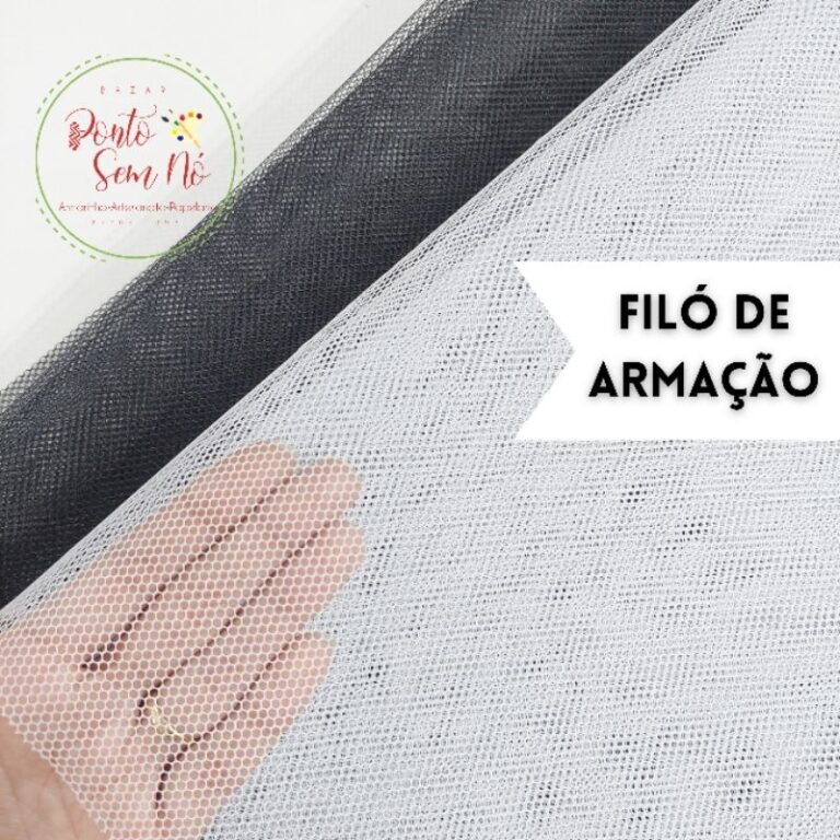 Tecido Filó de Armação Branco e Preto 1m x 3m