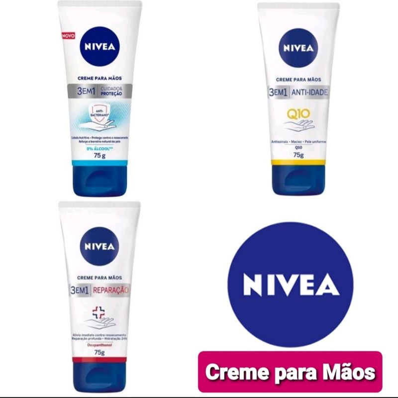 Nivea Creme Para Mãos 75g Q10 Anti-Idade / Reparação / Antibacteriano
