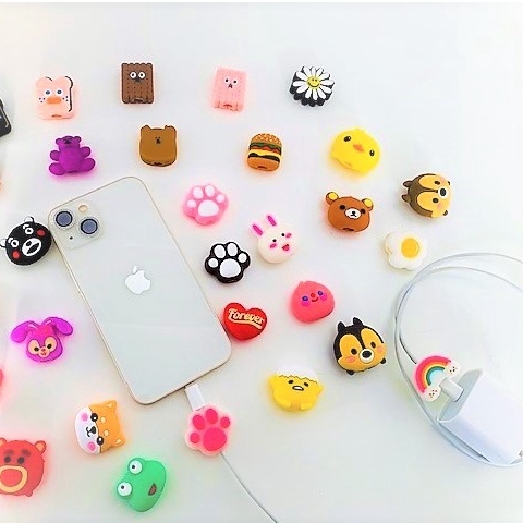 Protetor De Cabo personagens usb Carregador Com Te
