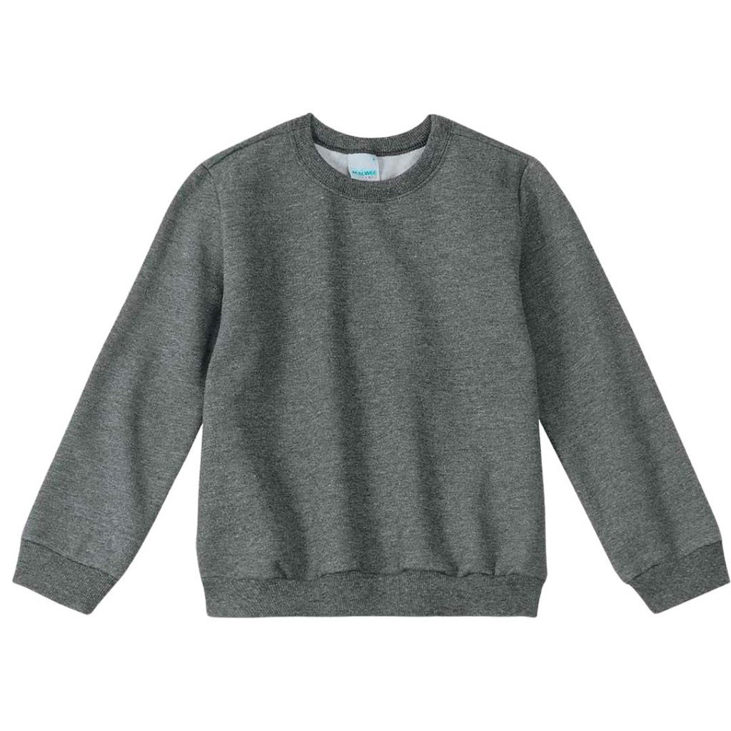 Blusão Infantil Flanelado Quentinho Básico Com Punho Malwee Algodão Escola