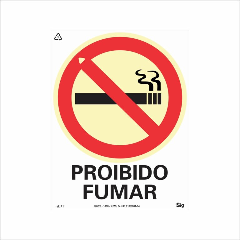 Placa de Sinalização Proibido Fumar Fotoluminesc