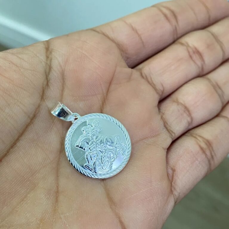 Pingente De Prata 925 Medalha De São Jorge Prata 