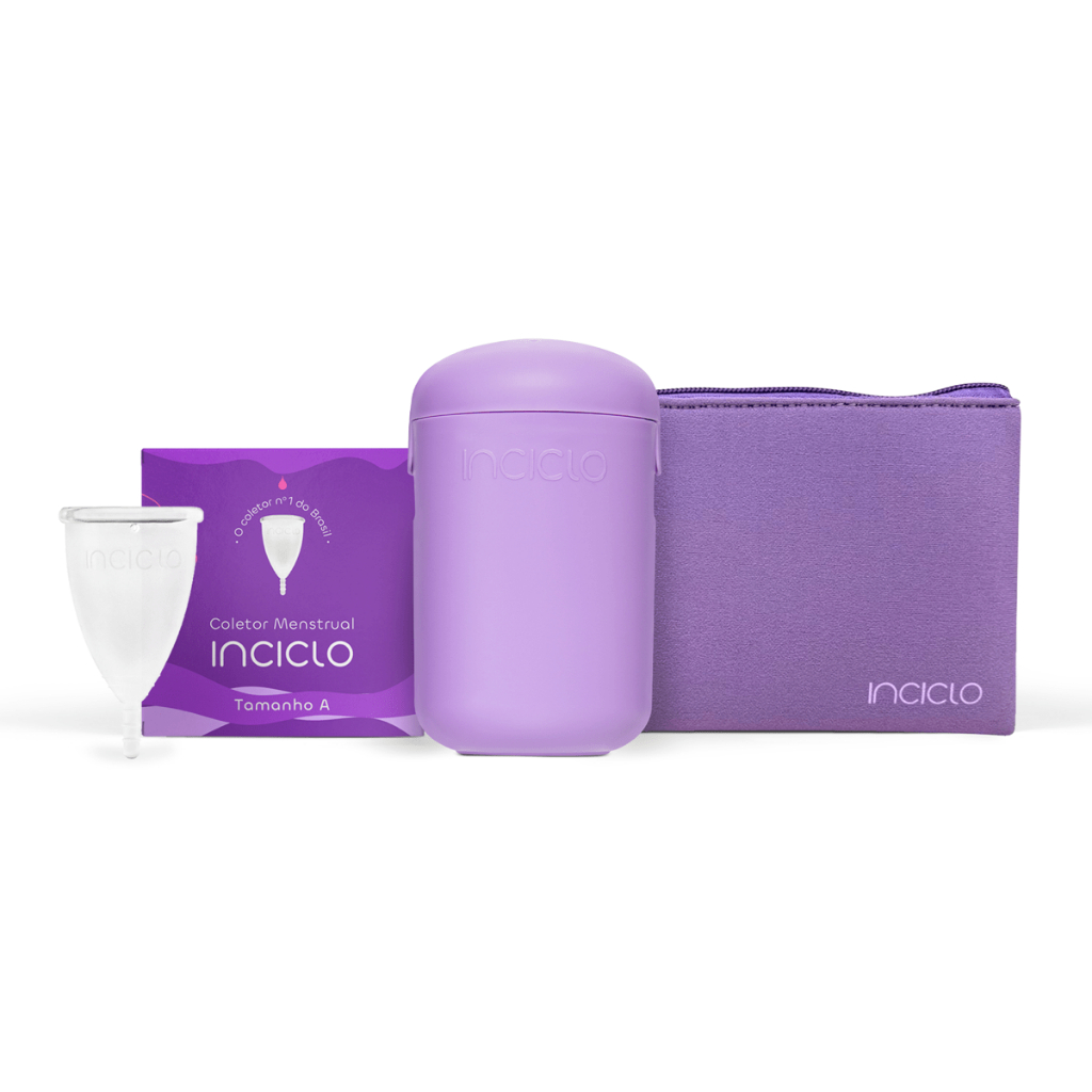 Kit Coletor Menstrual + Cápsula Esterilizadora + Nécessaire Neoprene Inciclo Confortável Copinho