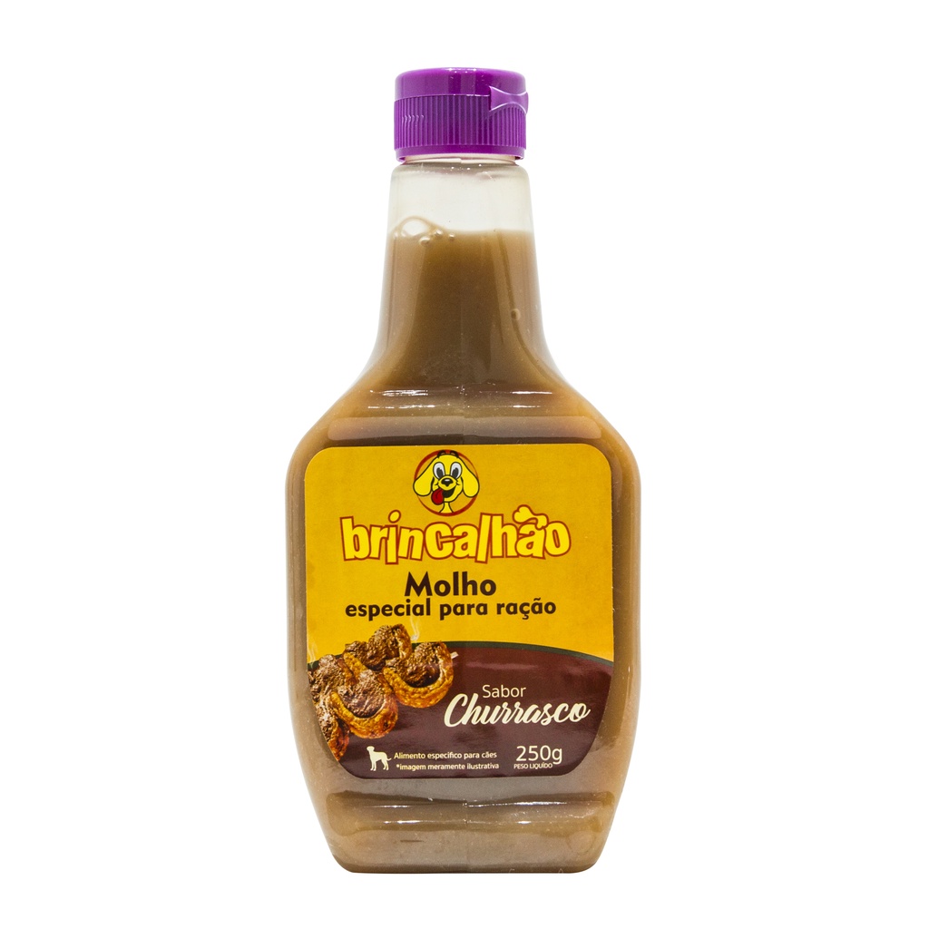 Molho Pet Para Ração de Cães 250ml Churrasco Todo Dia Brincalhão