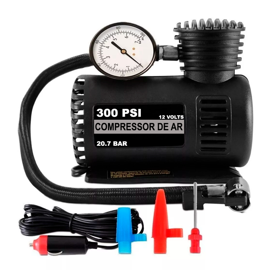 Mini Compressor Ar Automotivo Turbo 12v P/ Pneu Carro Moto Bicicleta Colchão Bola