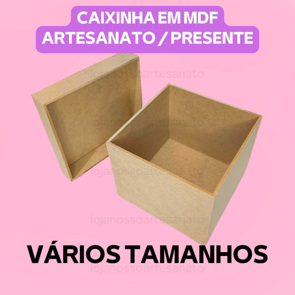 Caixa MDF Quadrada Artesanato Lembrancinha Presente Embalagem