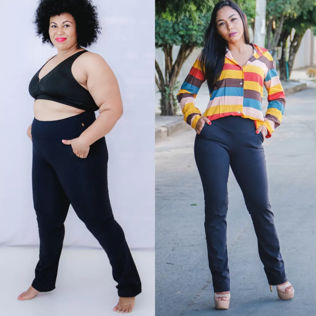 Calça feminina confortável para trabalhar modelo reta preta