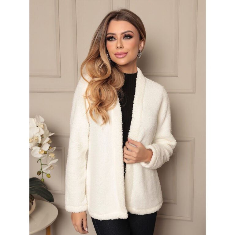 Casaco Teddy Pelinho Pelúcia Sem Capuz 957 Branco