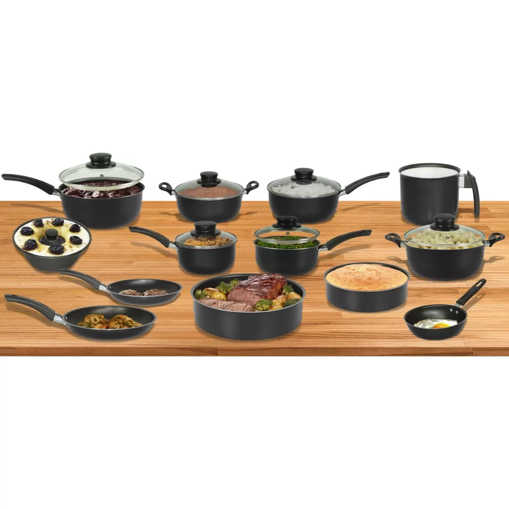 Jogo de Panelas 13 Peças Conjunto Teflon Antiaderente Com Tampa de Vidro