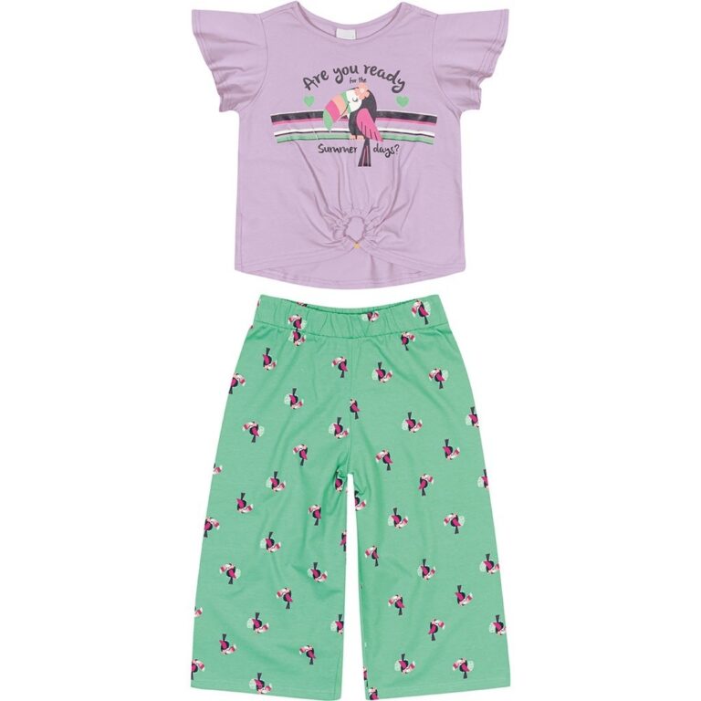 Conjunto Infantil Feminino Curto Roxo Ready –