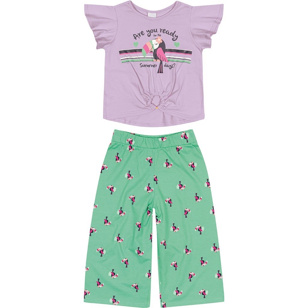 Conjunto Infantil Feminino Curto Roxo Ready – Malwee Conforto