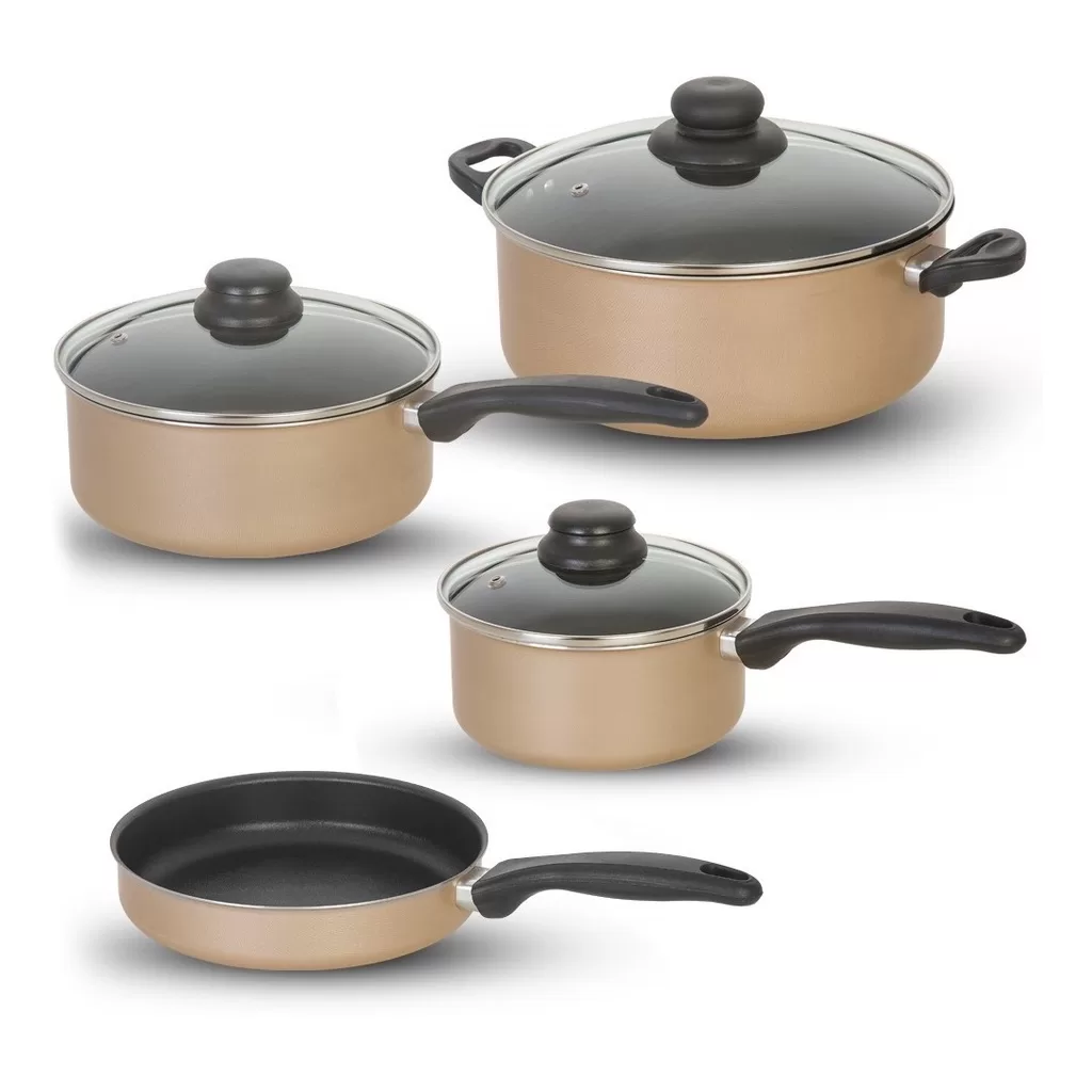 Jogo de Panelas Caçarolas Antiaderentes Teflon 4 Peças – Alumínio Brasilar