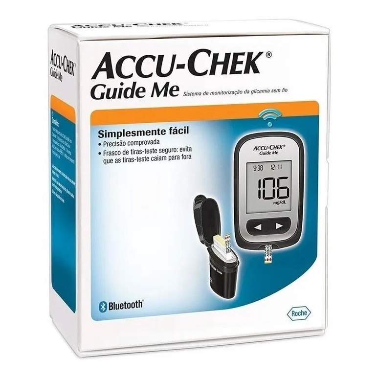 Glicosimetro Accu Chek Guide Me Com Tiras Kit Completo Novo