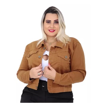 Jaqueta jeans cropped feminina plus size Pequenos 