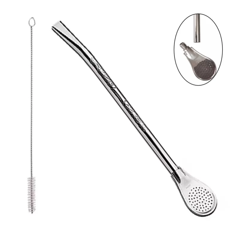 Bomba Chimarrão Mate Tererê 19cm Inox Desenhada 