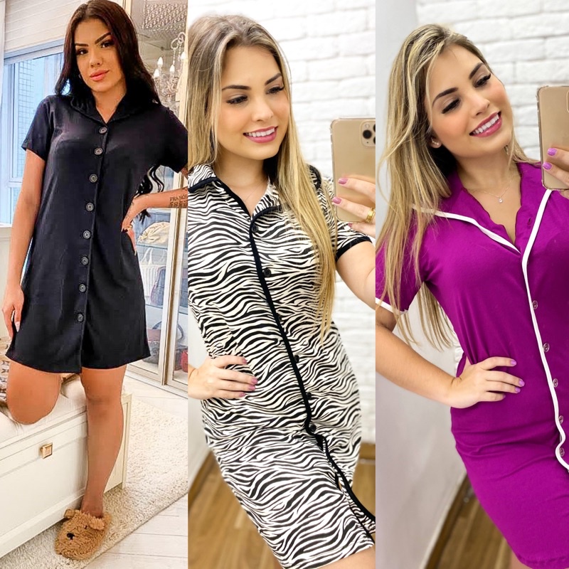 Camisola Feminina Americana manga curta com botões